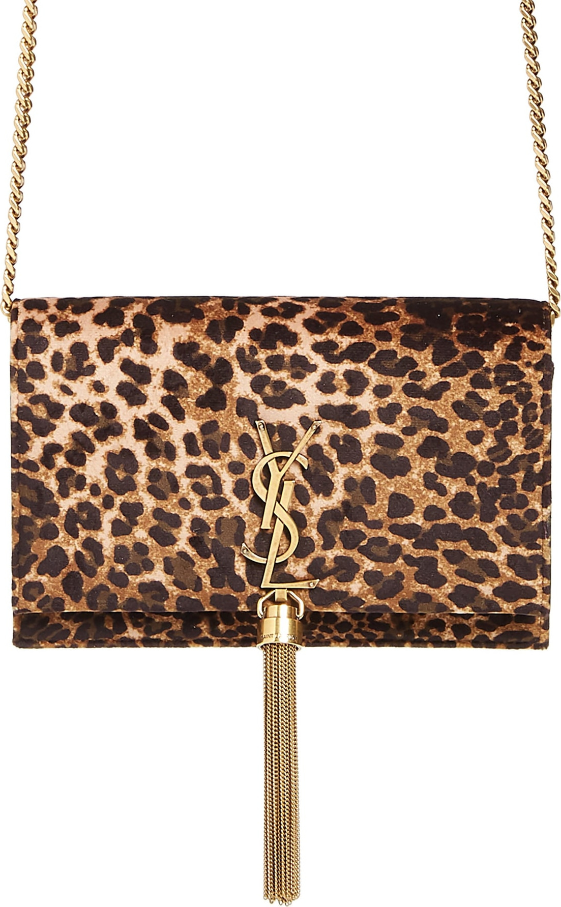 Saint Laurent Kate Leopard Print Wallet on a Chain