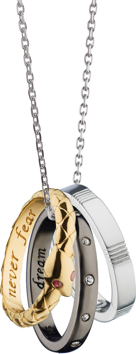 Monica Rich Kosann 18K Yellow Gold and Sterling Silver "Empowerment" Poesy Ring Necklace Monica Rich Kosann 18K Yellow Gold and Sterling Silver "Empowerment" Poesy Ring Necklace