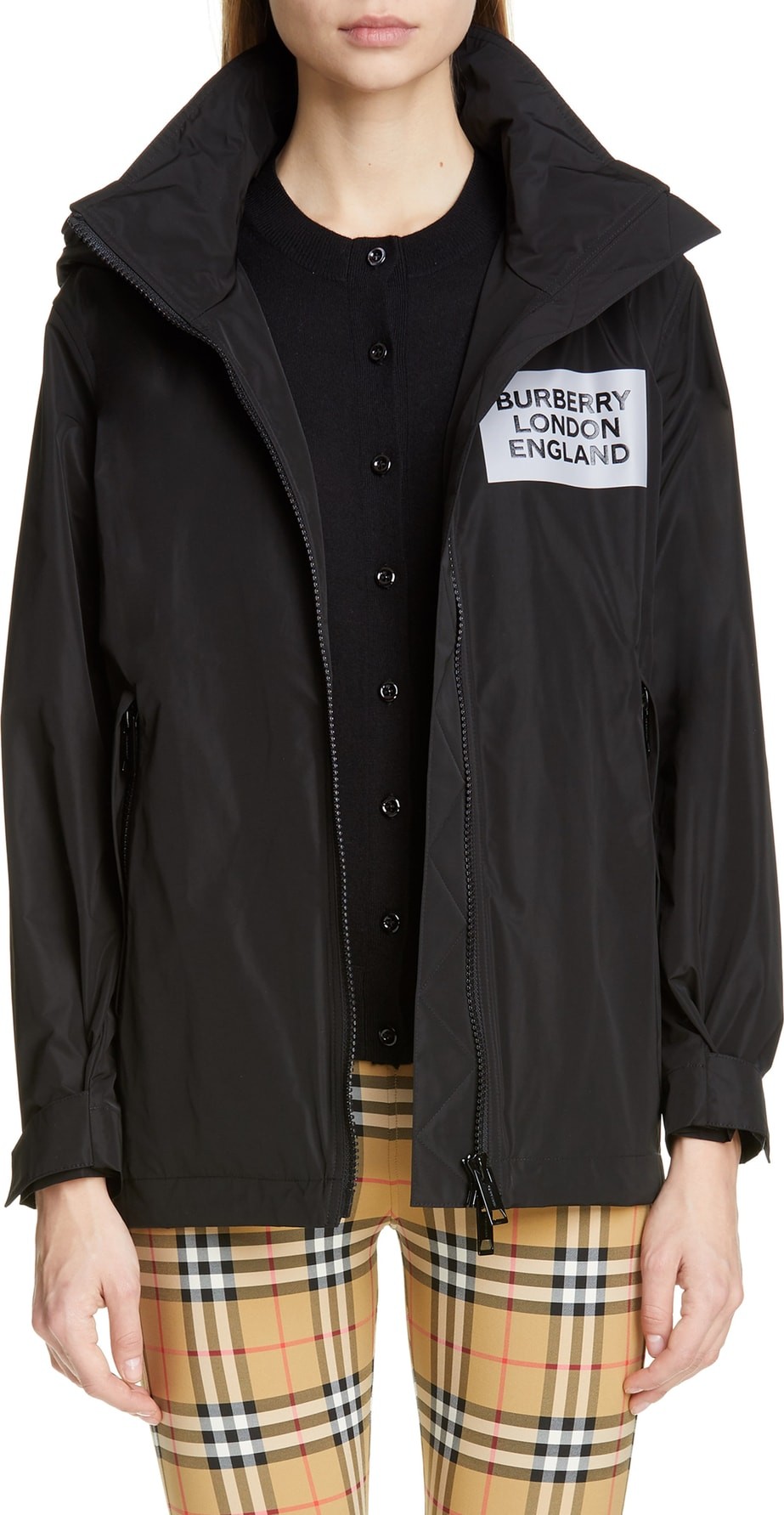 Burberry London England Kway Millport Logo Print Waterproof Taffeta Jacket