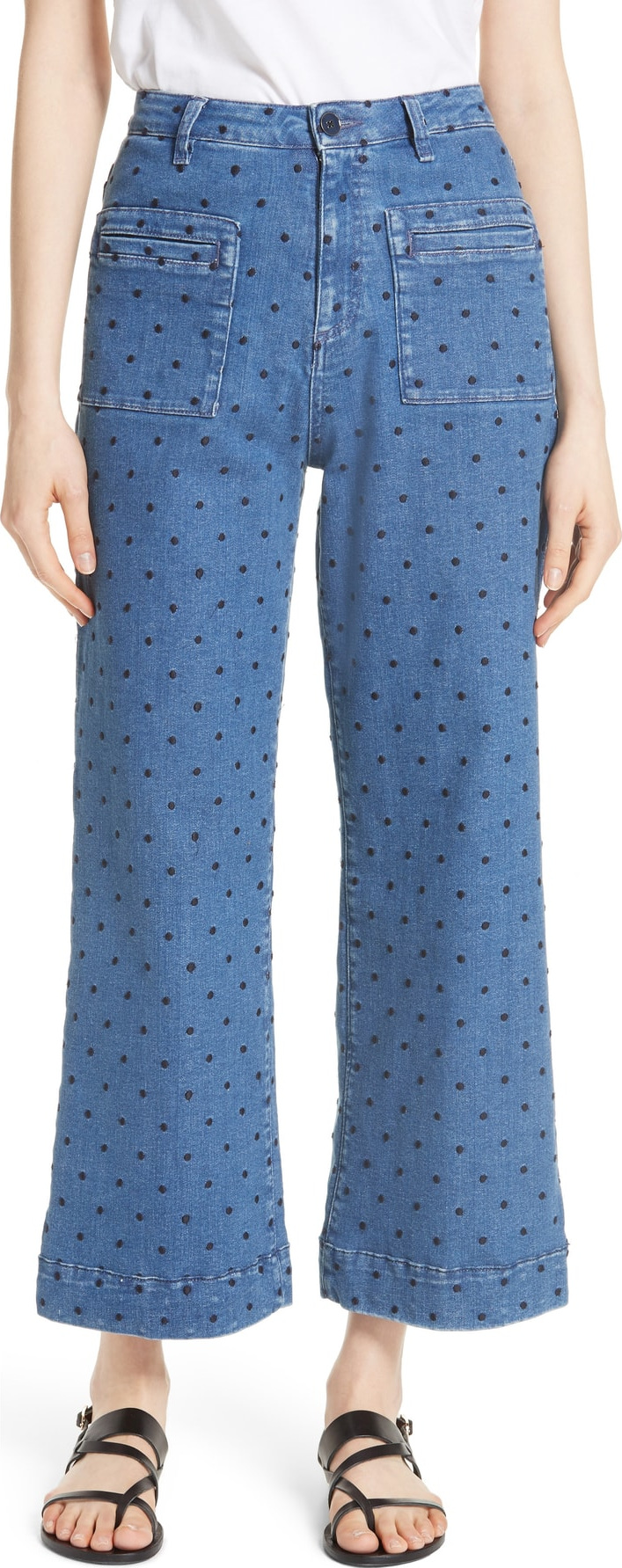 Ulla Johnson Niko Polka Dot Crop Flare Jeans