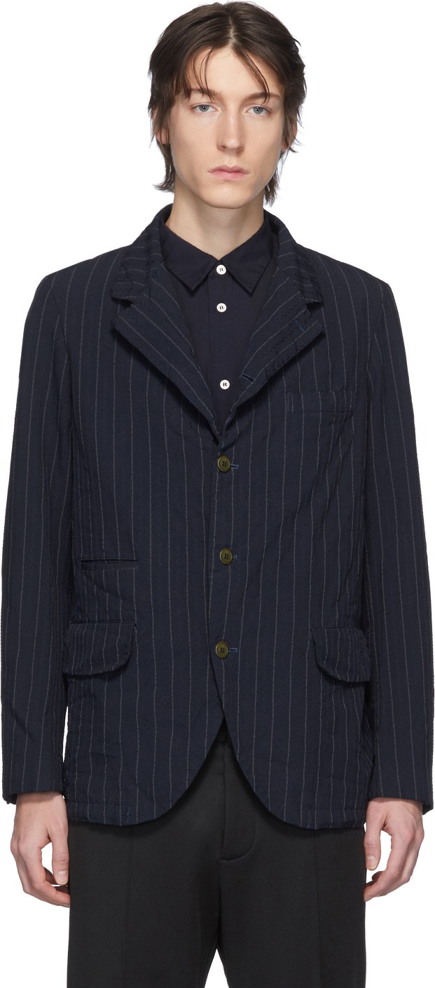 Comme des Garçons Homme Deux Navy Textured Dobby Blazer