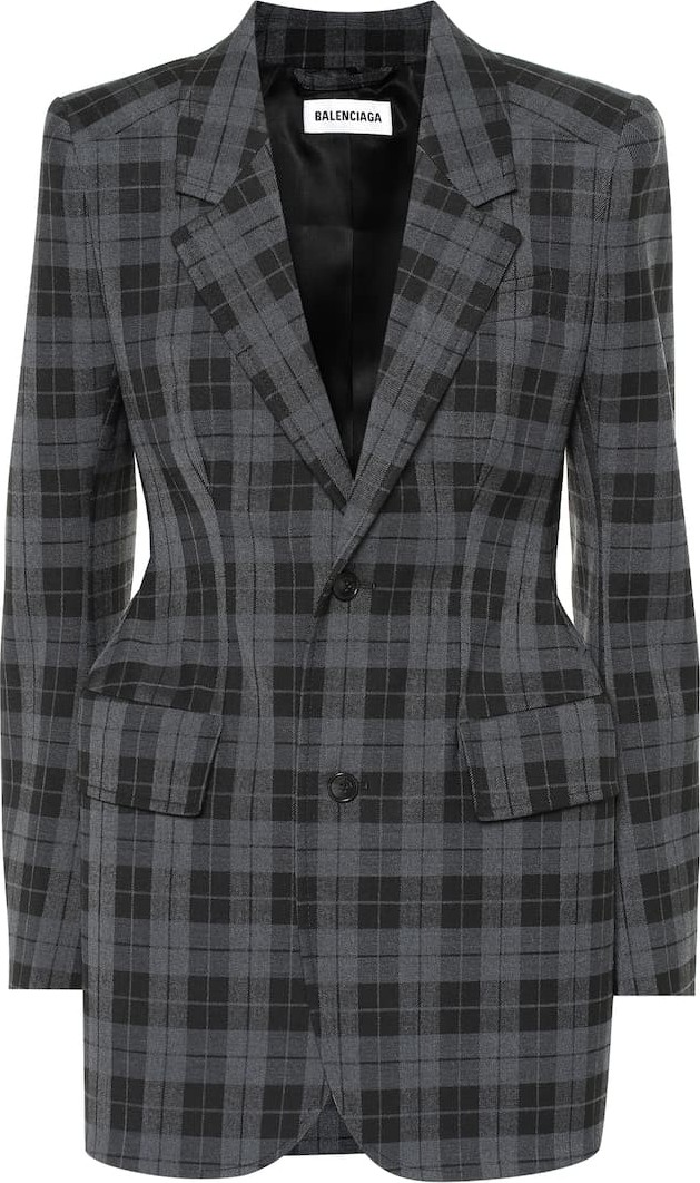 Balenciaga Hourglass checked wool-blend blazer