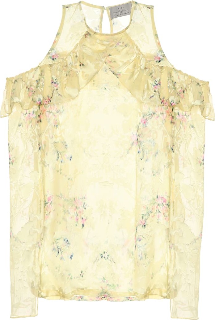 Preen Ana printed silk-blend top