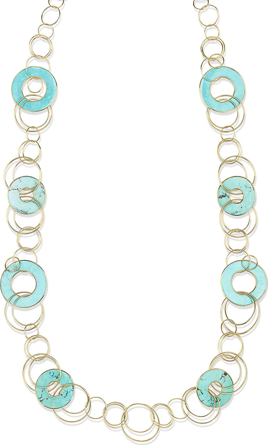 IPPOLITA 18K Polished Rock Candy Mixed-Link & Slice Necklace in Turquoise, 44"L