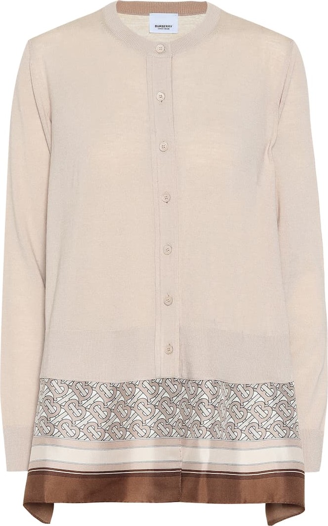 Burberry London England Silk-trimmed wool cardigan