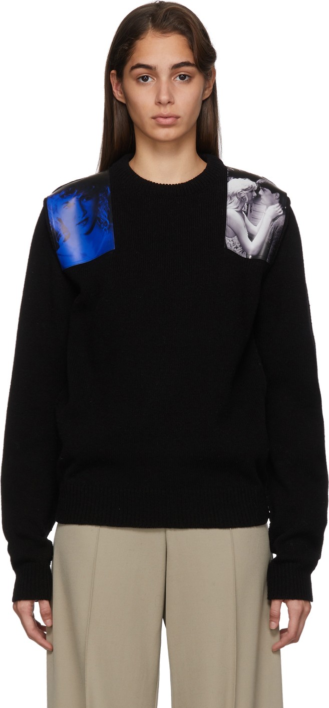 Raf Simons Black Knit Patches Sweater