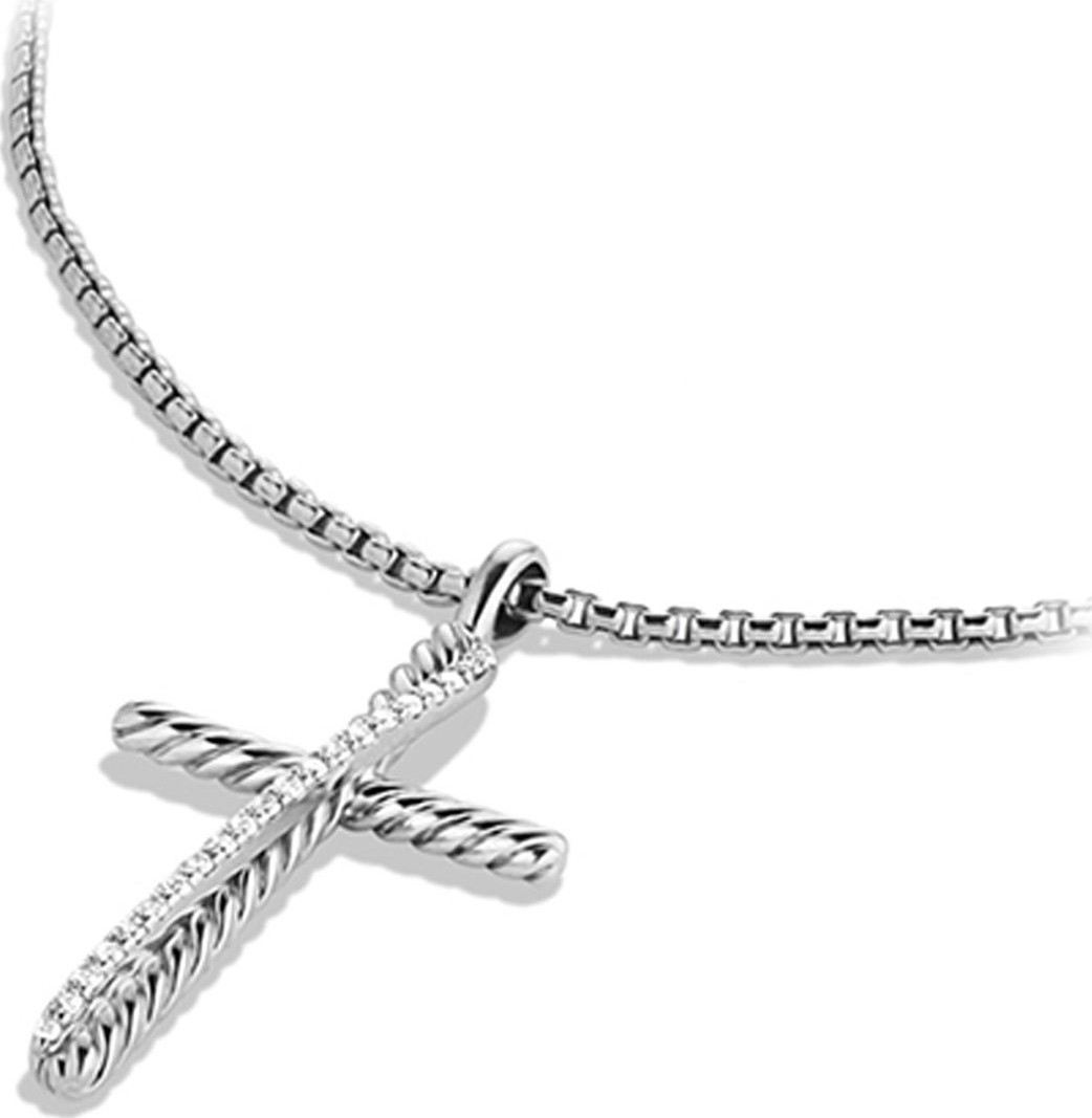David Yurman Cross Crossover Diamond Pendant Necklace