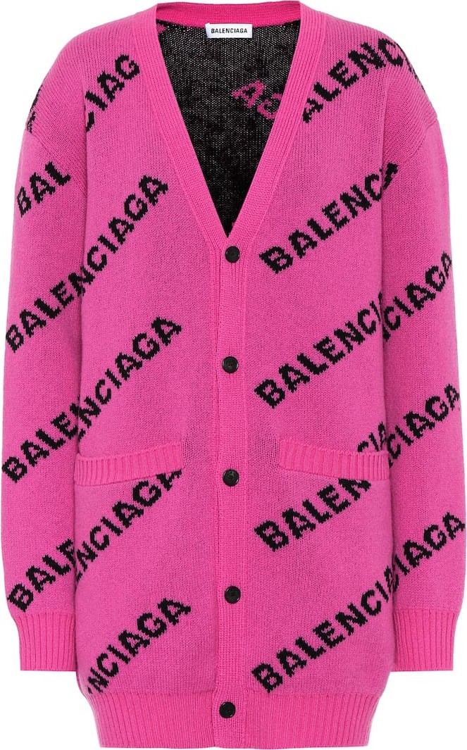Balenciaga Intarsia stretch-wool cardigan