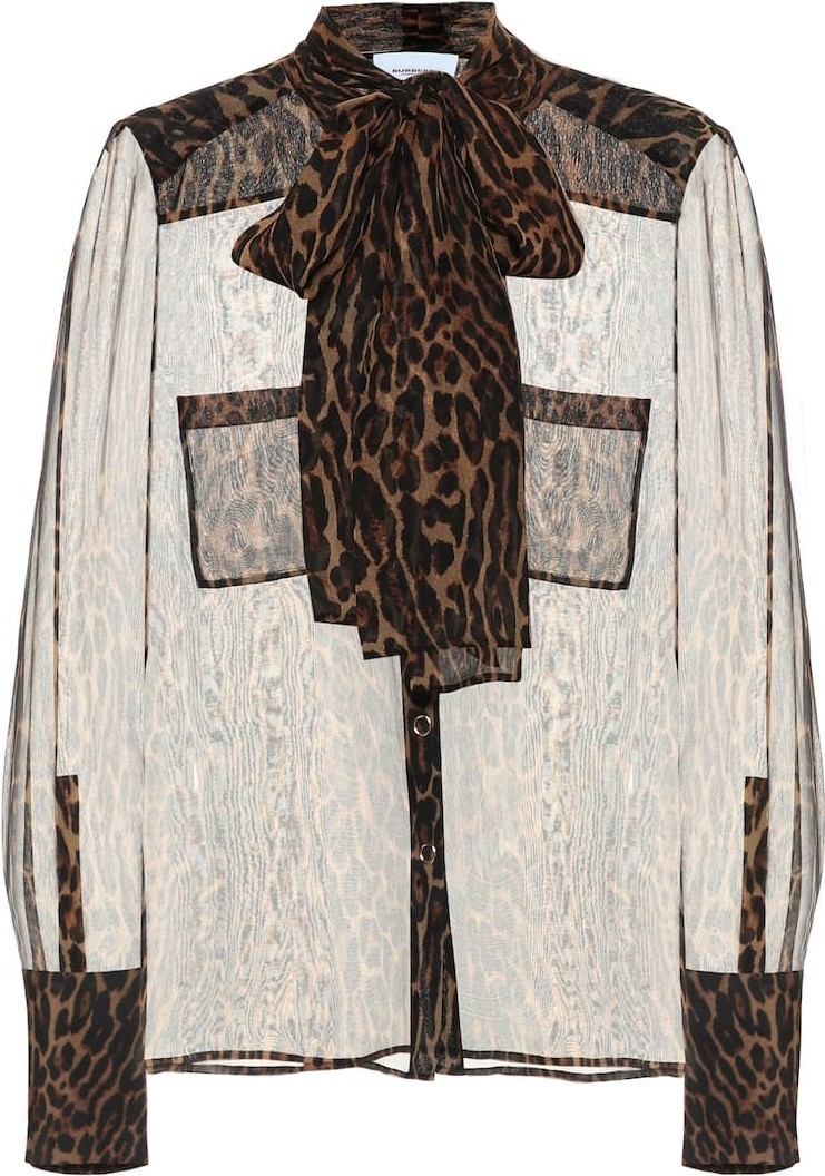 Burberry London England Leopard-print silk blouse