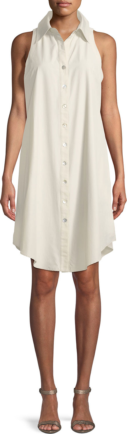 Finley Sleeveless Swing Button-Front/Back Shirtdress
