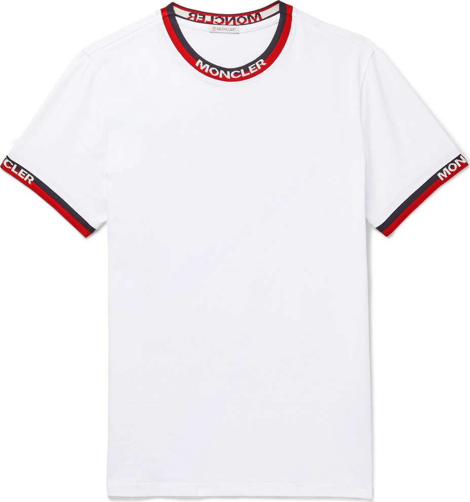 Moncler Logo Webbing-Trimmed Stretch-Cotton Jersey T-Shirt