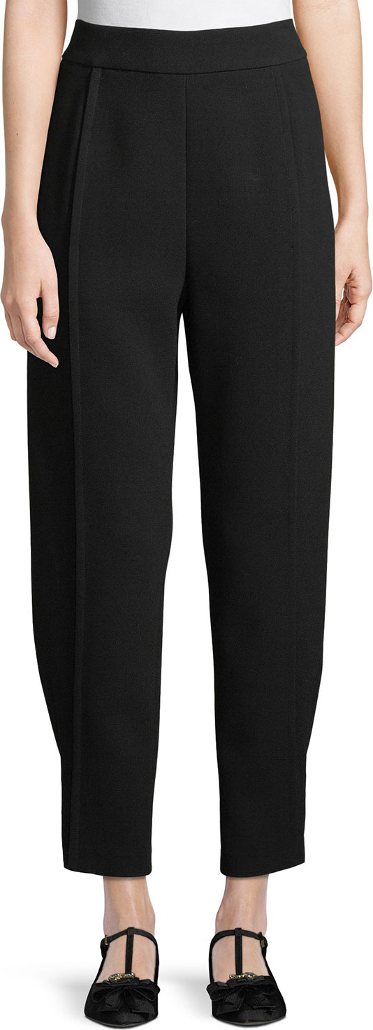 Emporio Armani Tapered Satin Back Crepe Pants w/ Button-Tab Cuffs