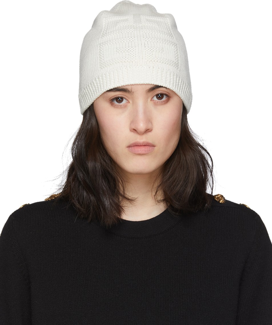 Givenchy White Knit 4G Beanie