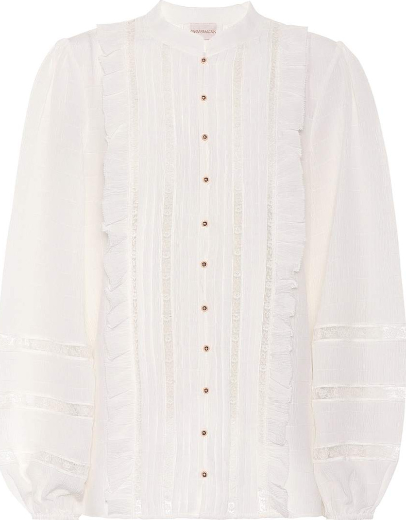 Zimmermann Ruffle and lace trimmed silk blouse