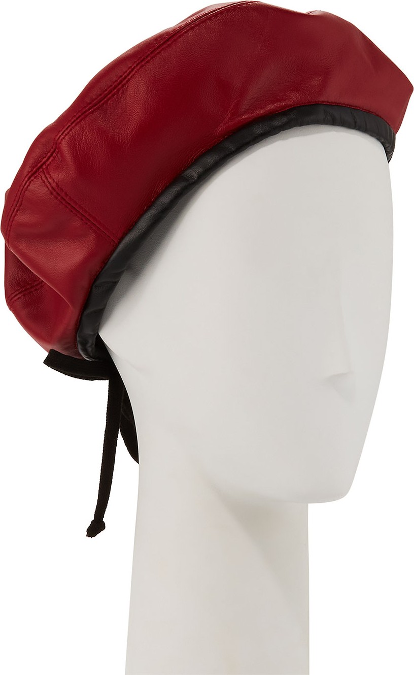 Eric Javits Kate Two-Tone Leather Beret