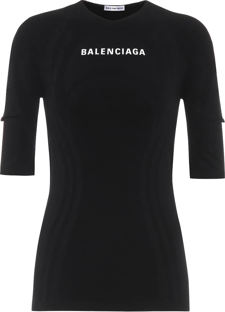 Balenciaga Logo athletic stretch-jersey top