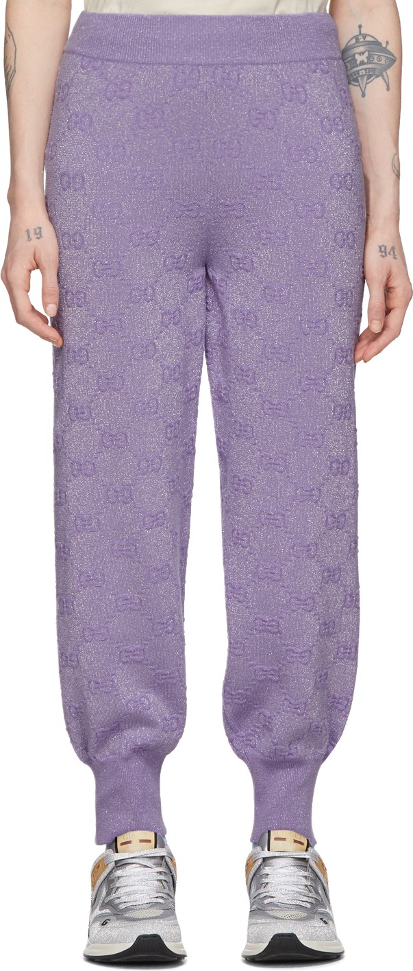 Gucci Purple Lurex Interlocking G Lounge Pants