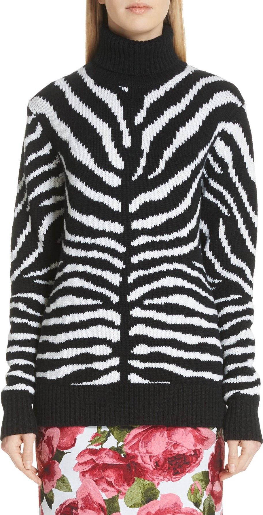 Michael Kors Intarsia Zebra Print Cashmere Sweater Michael Kors Intarsia Zebra Print Cashmere Sweater