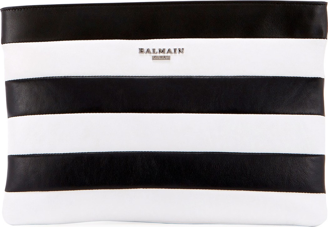 Balmain Striped Pochette Wallet Bag