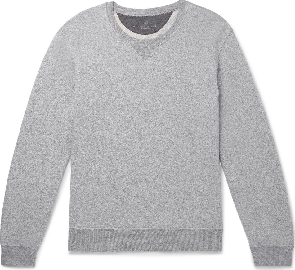 Brunello Cucinelli Mélange Loopback Cotton-Jersey Sweatshirt
