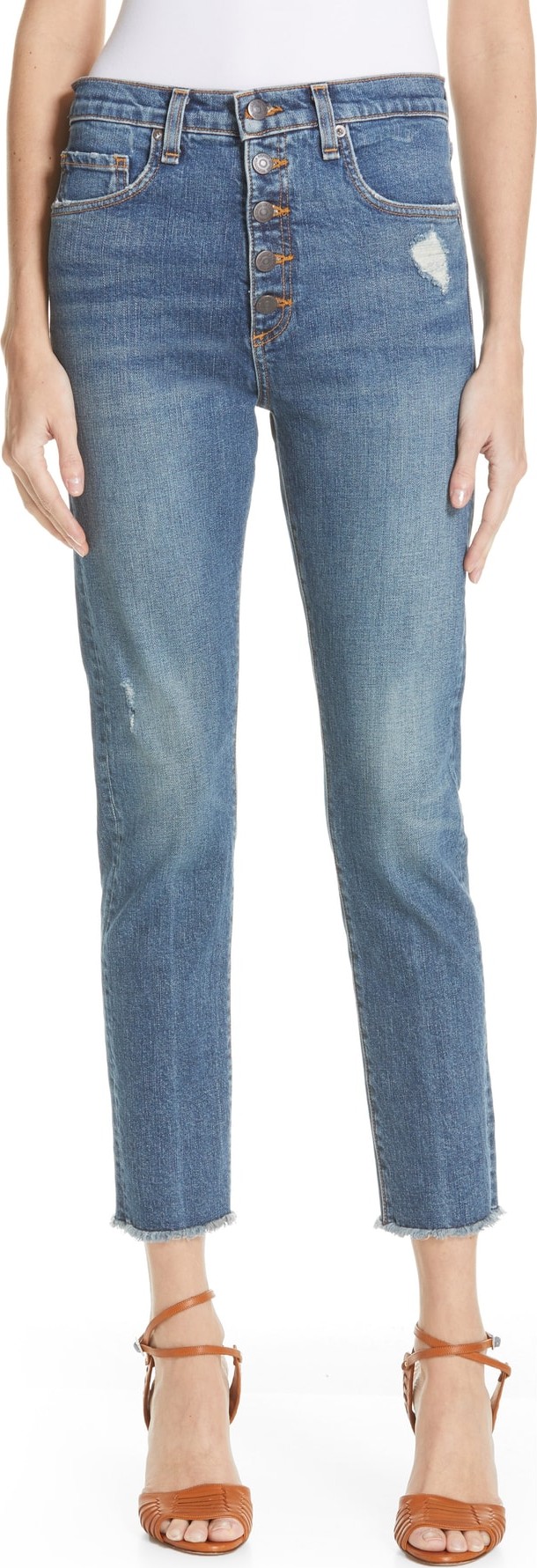 Veronica Beard Faye Distressed Skinny Jeans