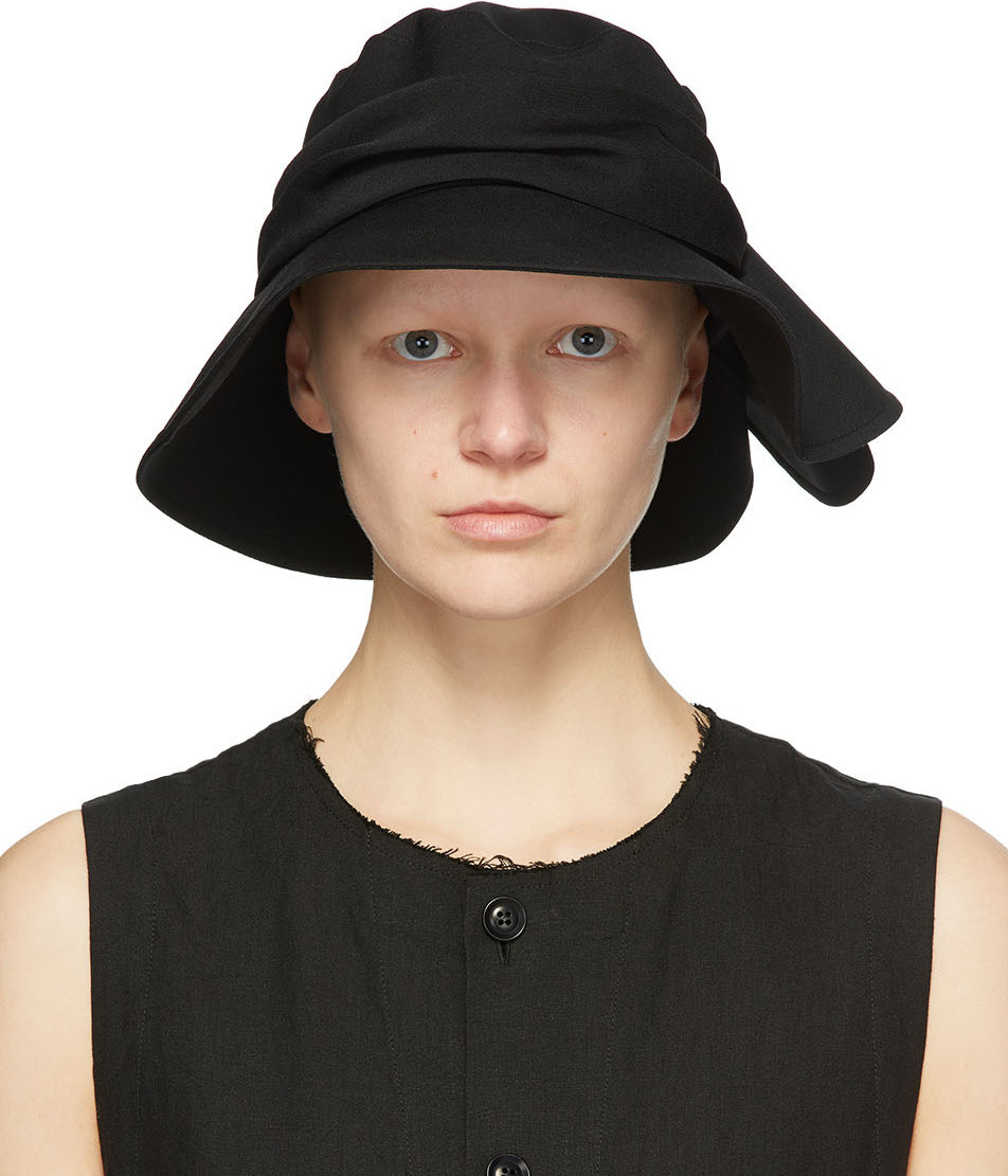 Y's By Yohji Yamamoto - Black Wool Frilled Fedora