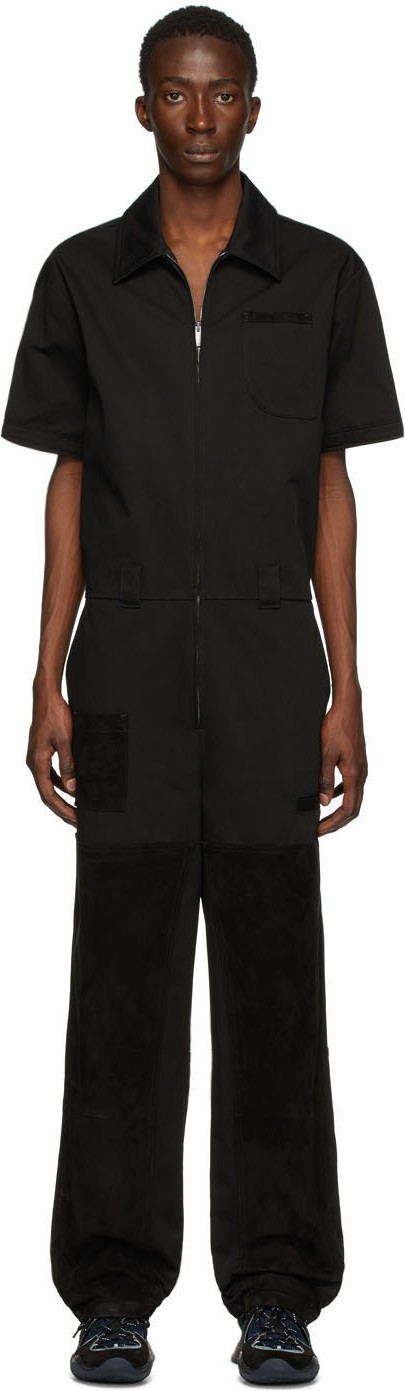 Fendi Black Suede Detail Jumpsuit