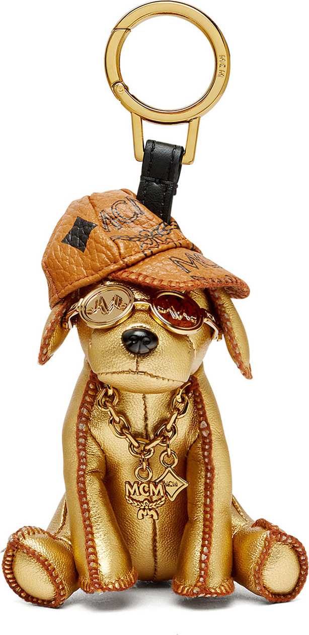 MCM Metallic Golden Dog Handbag Charm