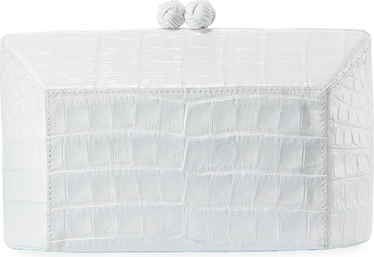 Nancy Gonzalez Gramercy Faceted Crocodile Minaudiere Clutch Bag