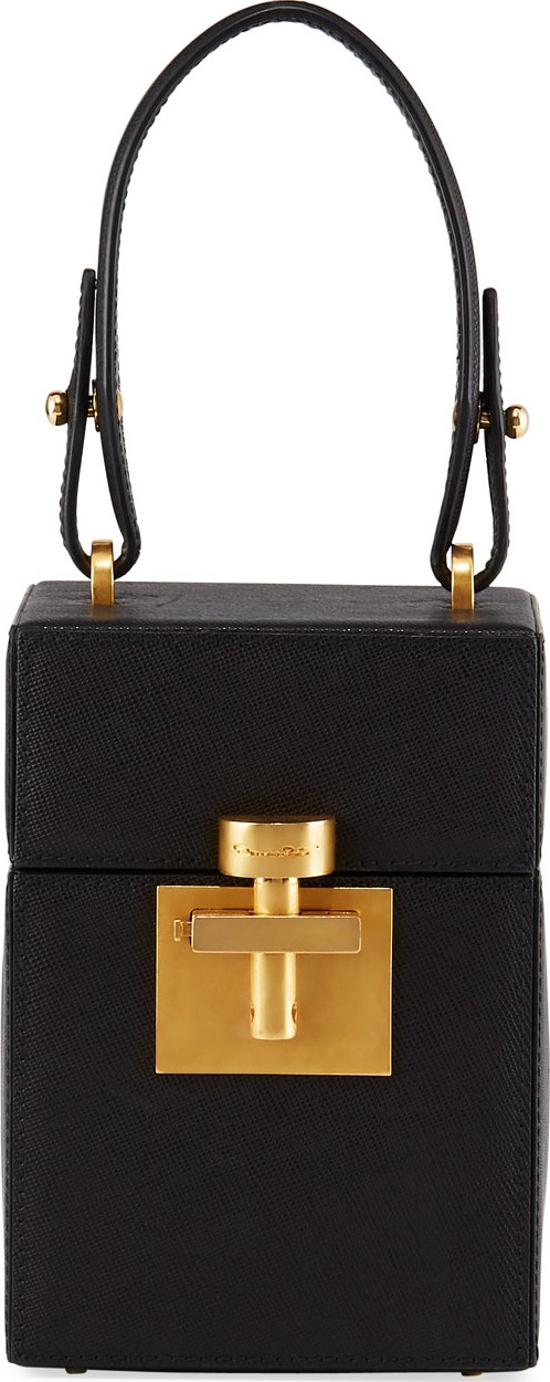 Oscar De La Renta Alibi Box Leather Top-Handle Bag