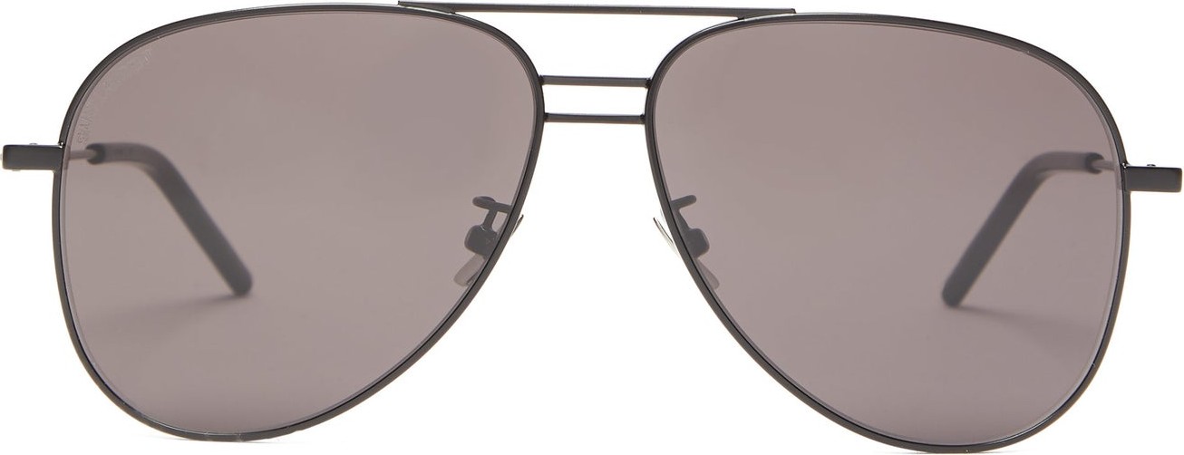 Saint Laurent Lasered-logo aviator metal sunglasses