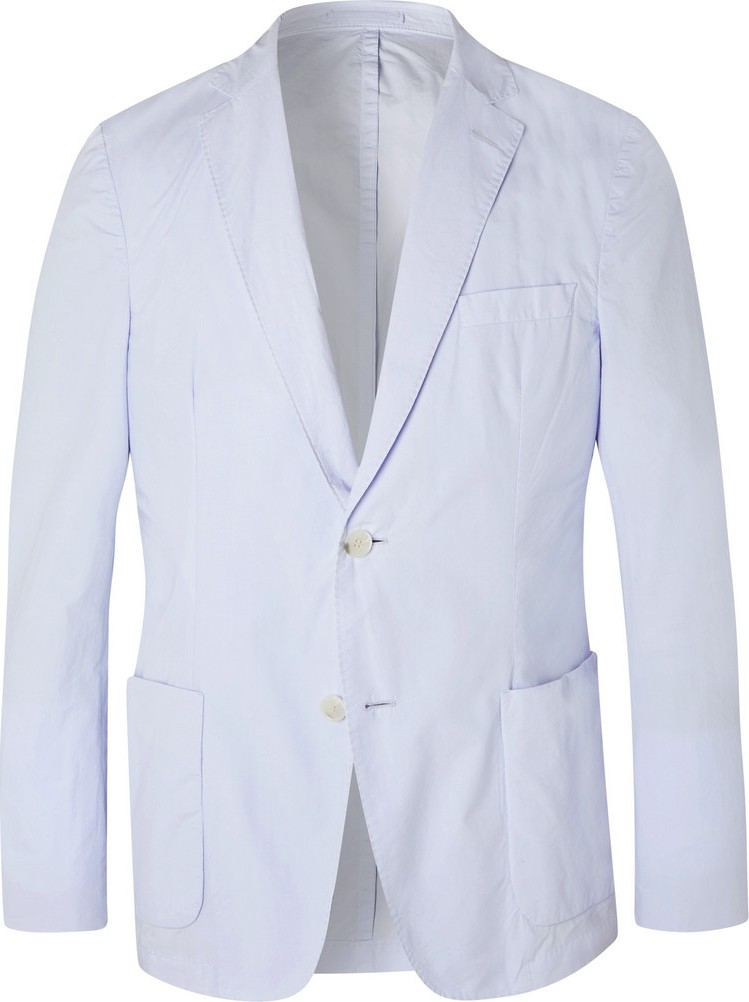 Officine Générale Sky-Blue Unstructured Cotton-Poplin Blazer