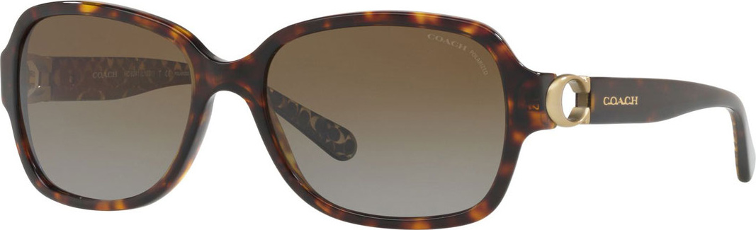 COACH Rectangle Acetate Sunglasses w/ Cutout Logo Temples