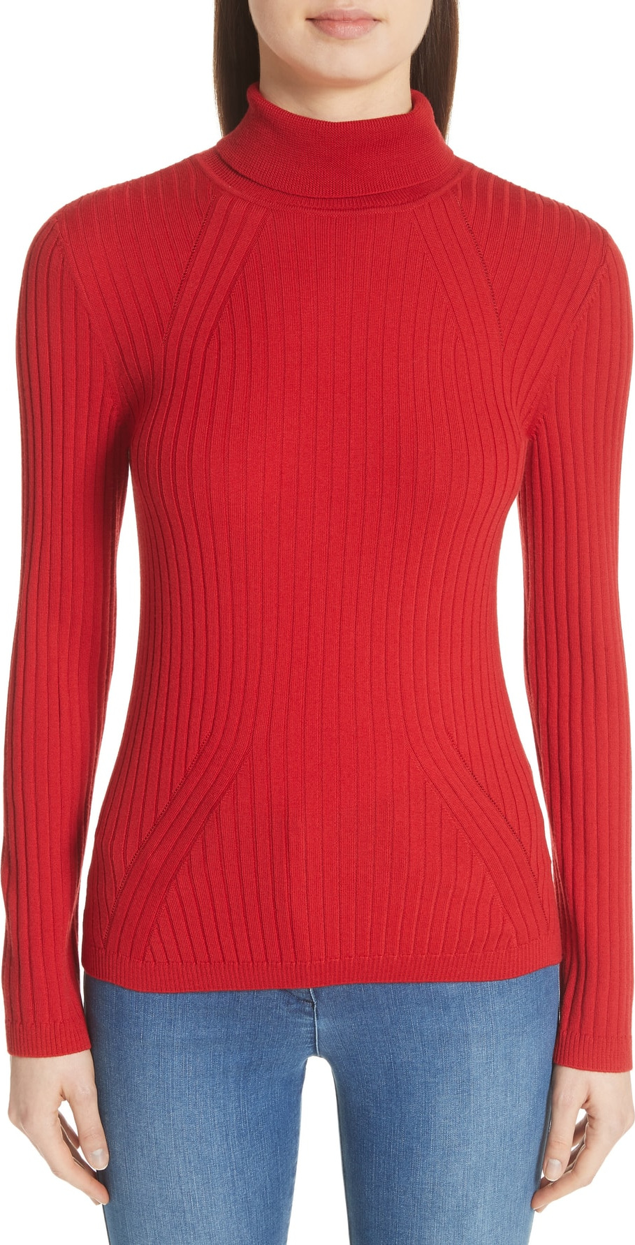 St. John Rib Knit Turtleneck Sweater