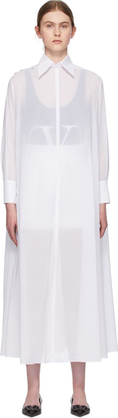 Valentino White Sheer Shirt Dress