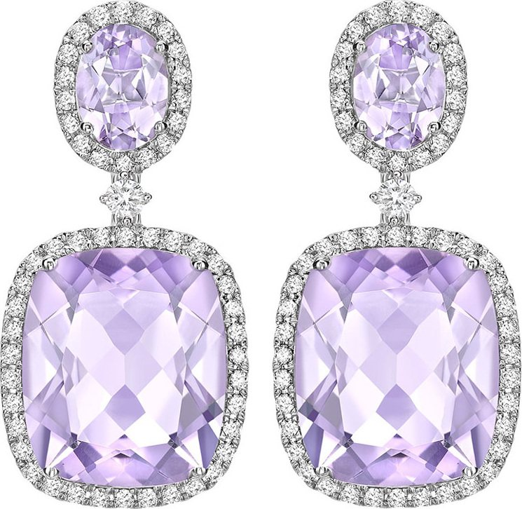 Kiki McDonough Signature Lavender Amethyst & Diamond Drop Earrings