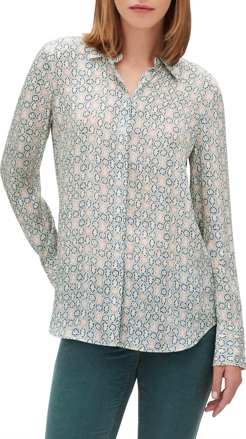 Lafayette 148 New York Scottie Decorative Floral Crepe Blouse