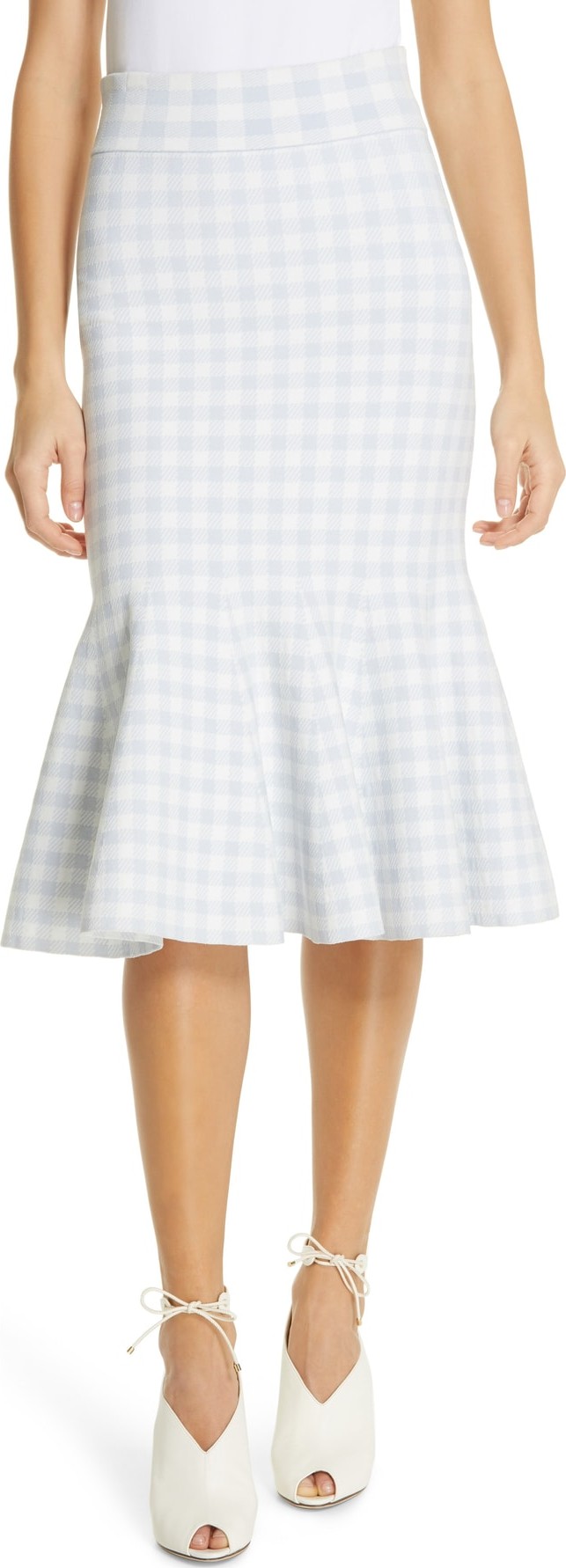 Jonathan Simkhai Gingham Knit Trumpet Skirt