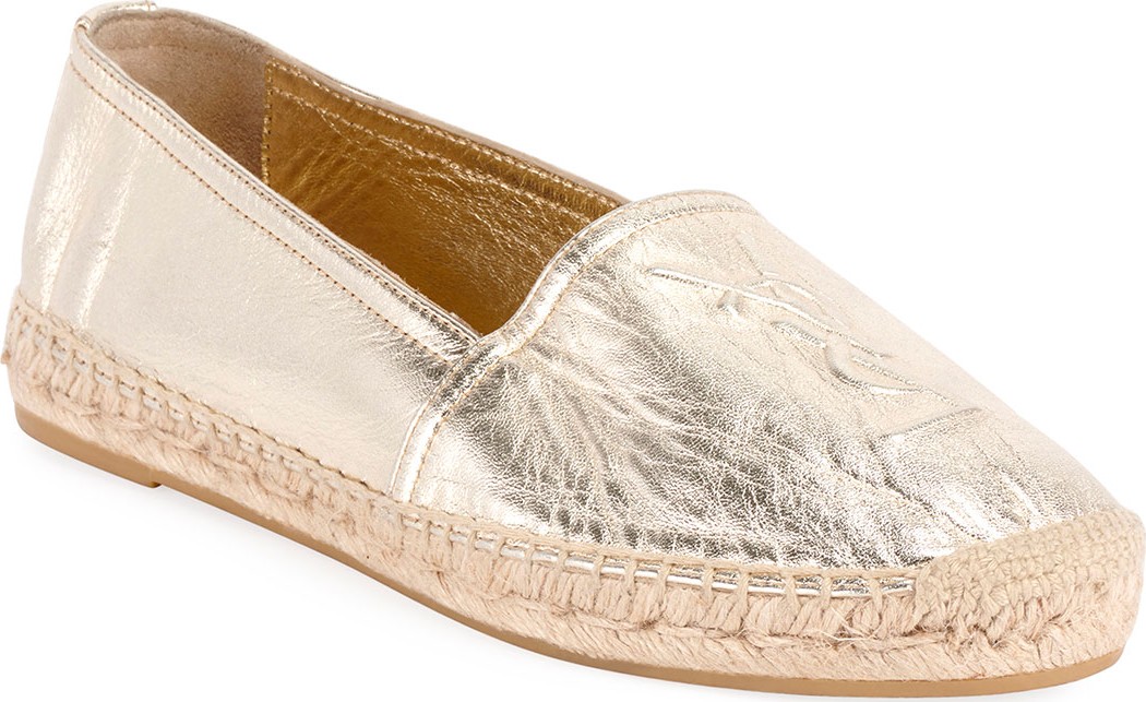 Saint Laurent YSL Flat Metallic Espadrilles