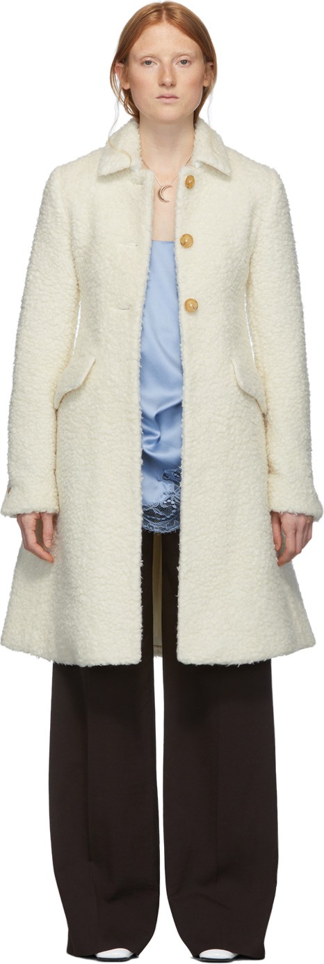 Marina Moscone SSENSE Exclusive Off-White Longhair Irving Coat