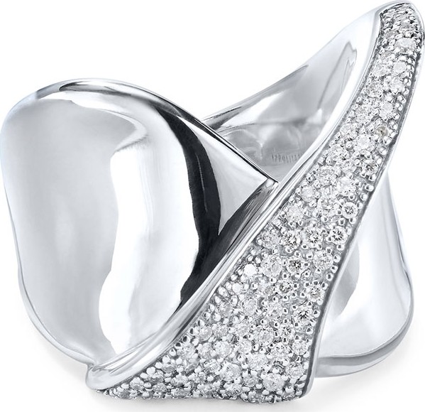 IPPOLITA Stardust Silver Folded Diamond Ribbon Ring