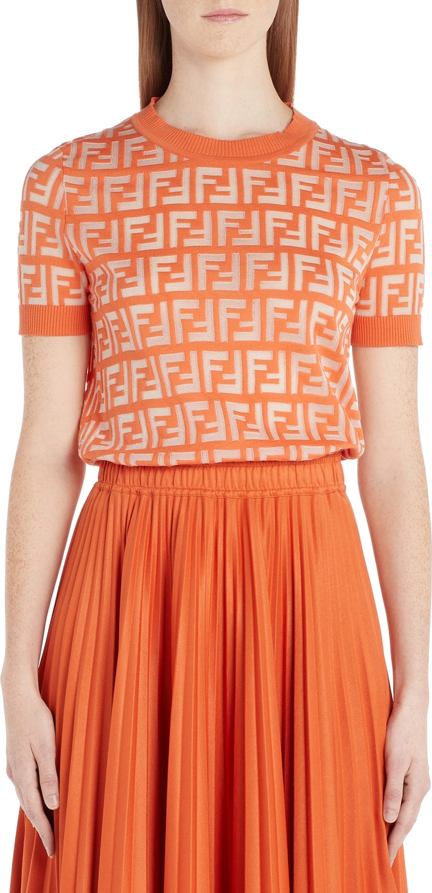 Fendi Logo Short Sleeve Sweater