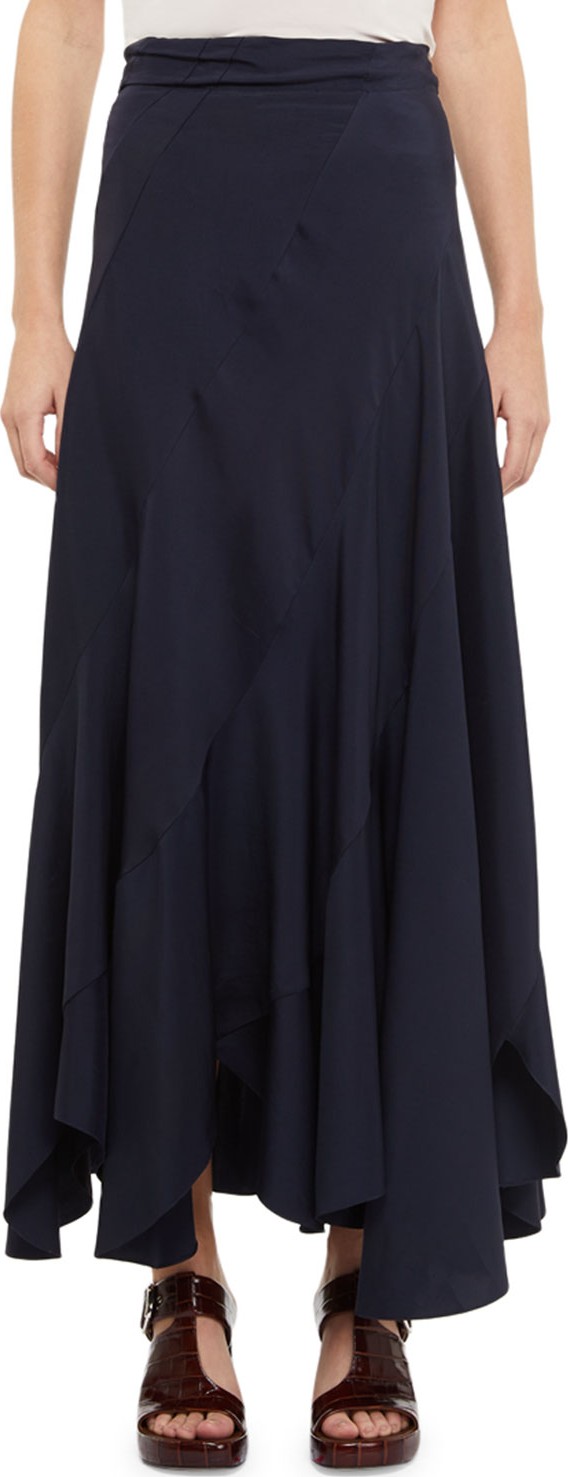 Chloe Fluid Twill Bias Cut Maxi Skirt