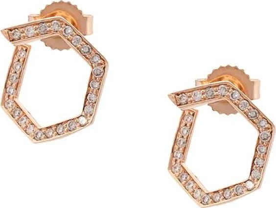 Eva Fehren rose gold Hexagon diamond studs