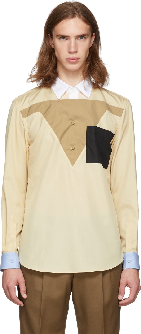 Burberry London England Beige Contral Collar Shirt