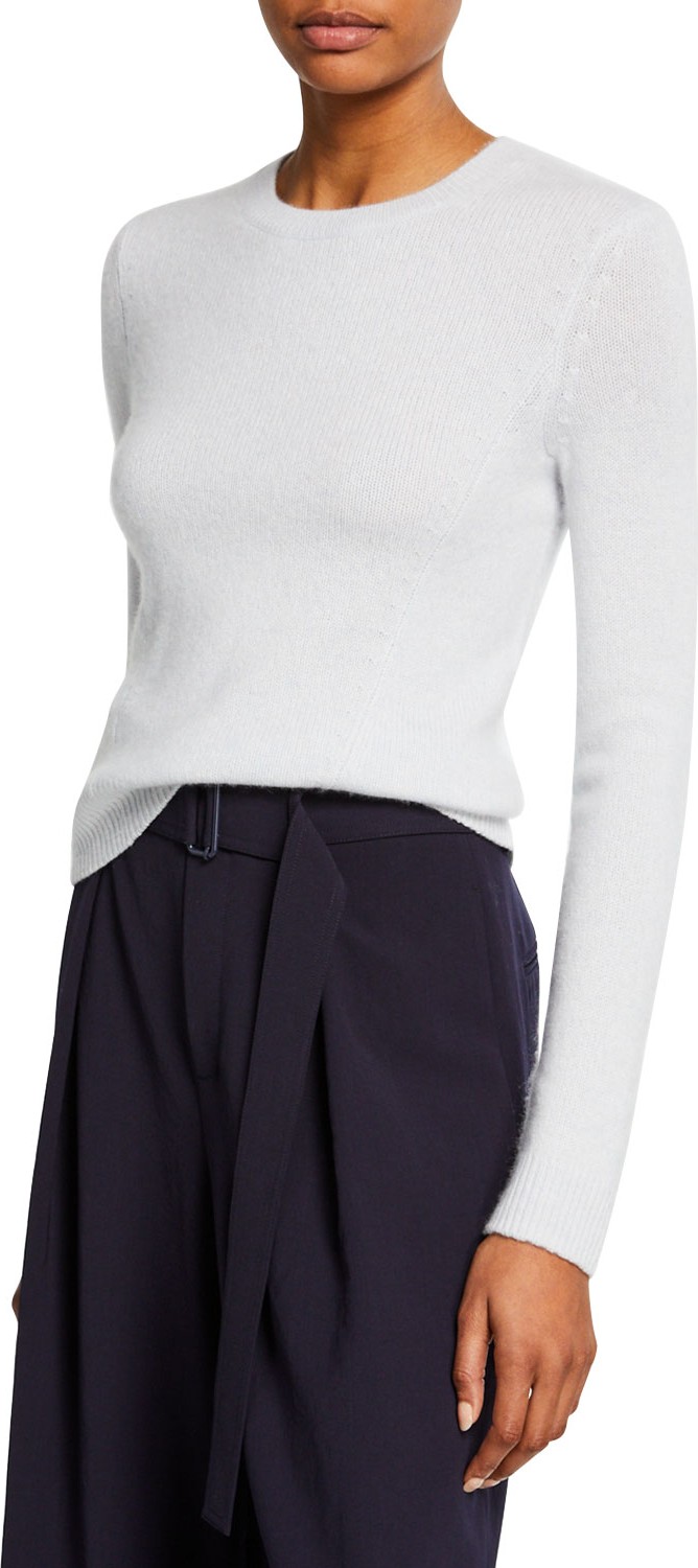 Vince Seamed Cashmere Crewneck Sweater