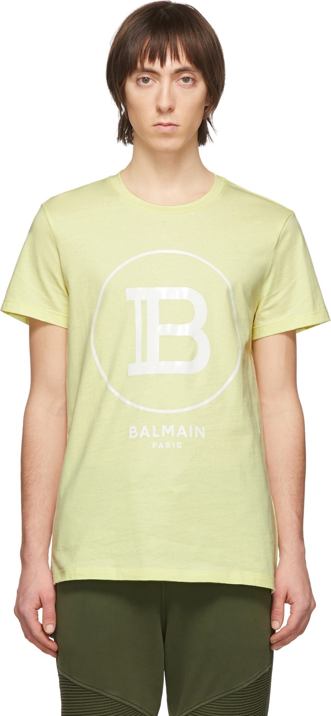 Balmain Yellow Logo T-Shirt