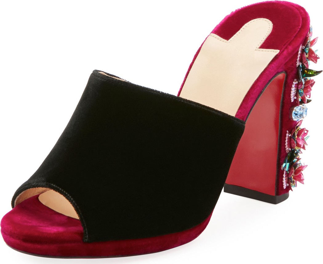 Christian Louboutin Donaflor Velvet Platform Red Sole Slide Sandal Christian Louboutin Donaflor Velvet Platform Red Sole Slide Sandal