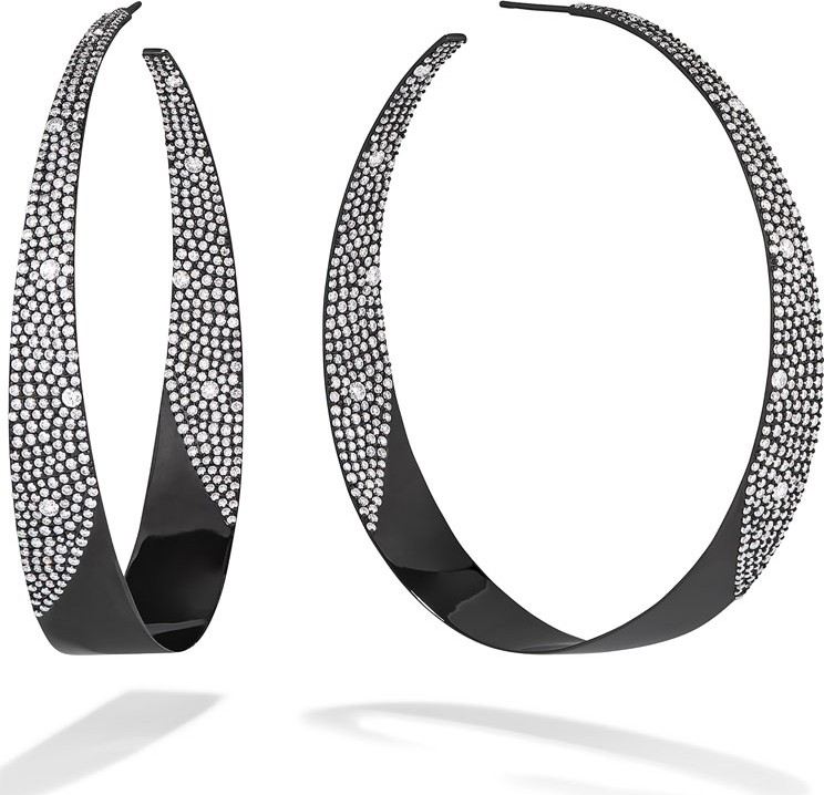Lana 14k Black Gold In/Out Diamond Hoop Earrings