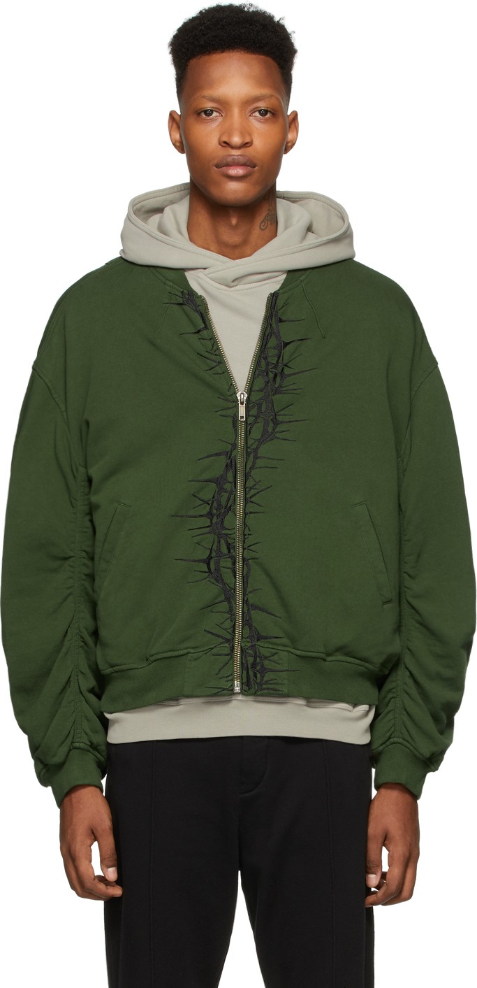 Haider Ackermann SSENSE Exclusive Khaki & Black Embroidered Bomber Jacket